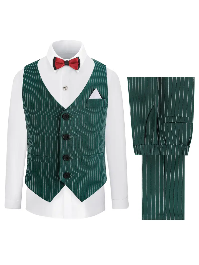 Boys' Emerald Pinstripe Formal Suit Set